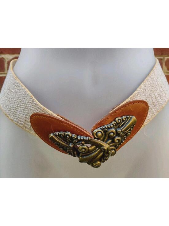 Stretch Waist Belt Wil-Lor USA Leather Scroll Buckle Boho WesternVintage 70s main image 5